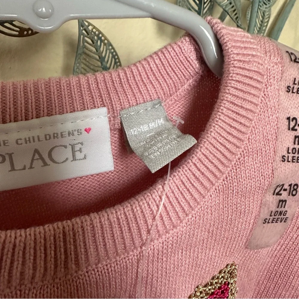 The Children’s Place sequin fox pink sweater 12-18 months NWT